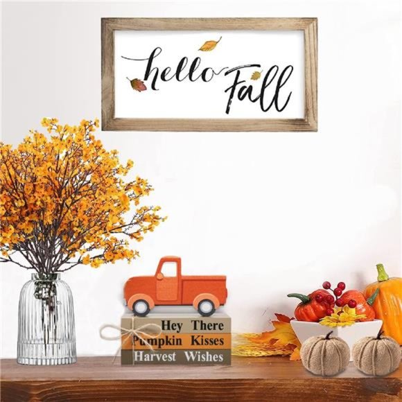 Thanksgiving Decor - 3 Mini Wood Decorative Books Stack...